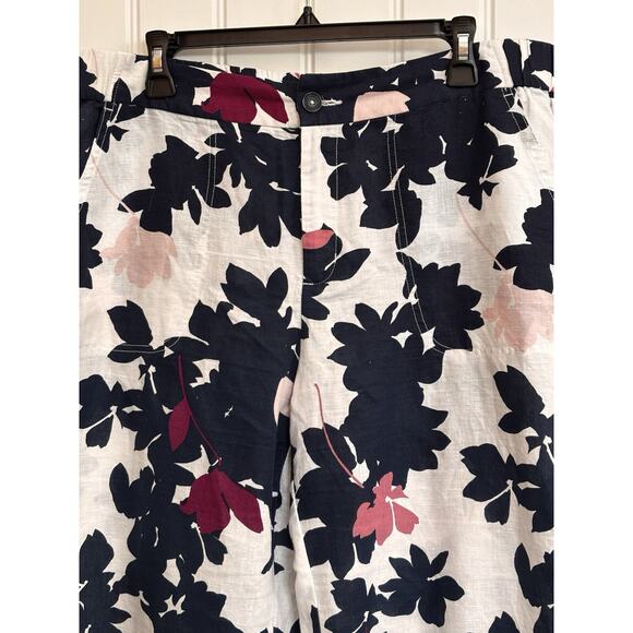 Liz Claiborne Woide leg Pants Lenin Cotton Beach Resort Vacation Pool - Picture 2 of 7